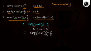 Inverse Trigonometric Functions (ITF) _ Class Notes __ VIJETA SERIES ...
