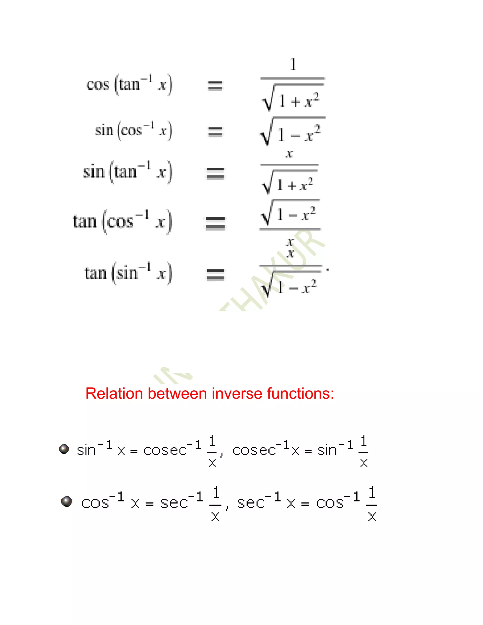 Relation between inverse functions:
 