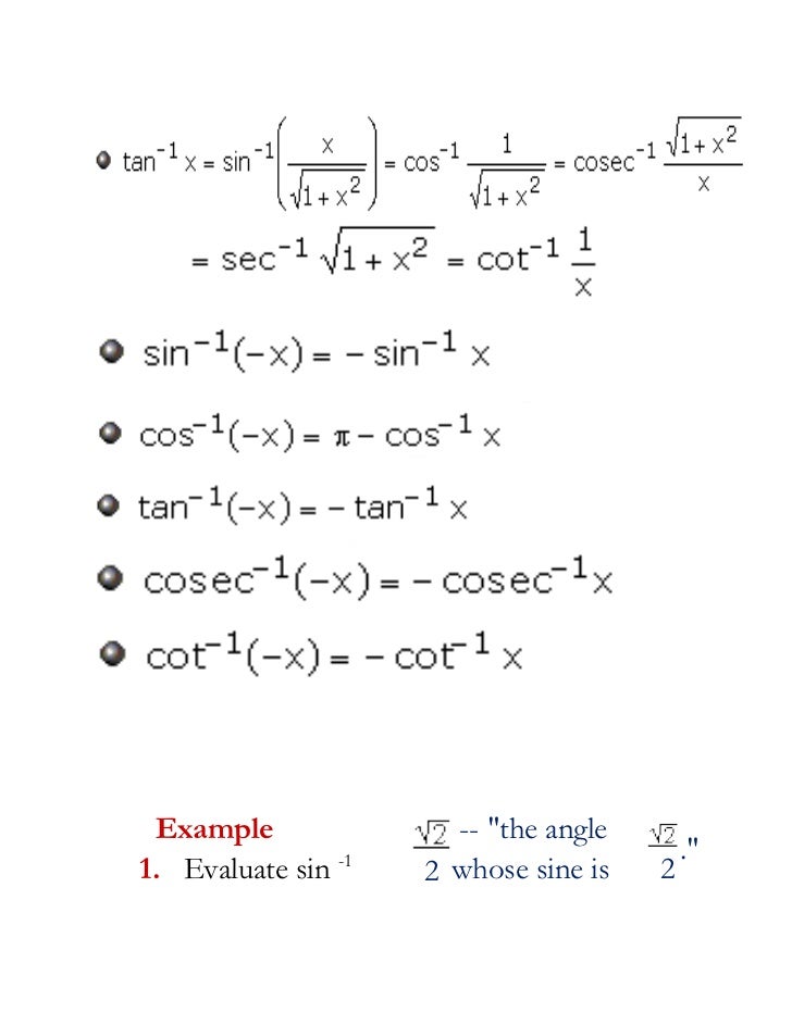 Inverse Trigonometric Functions Xii 1