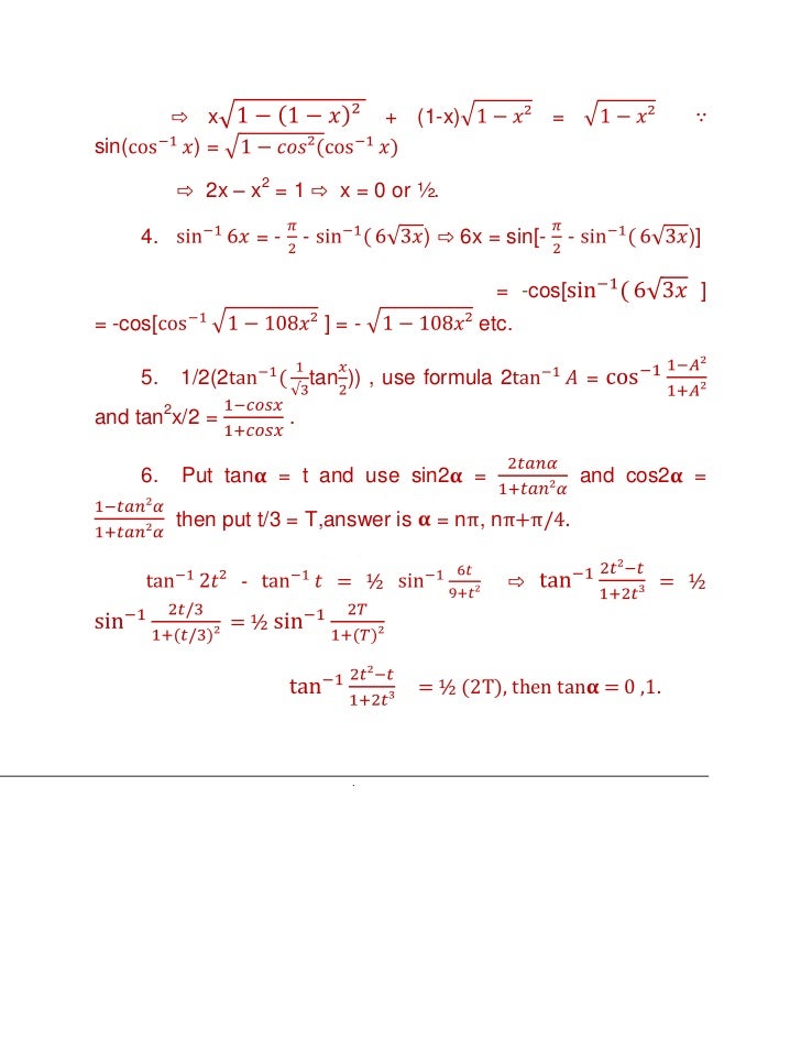 Inverse Trigonometric Functions Xii 1