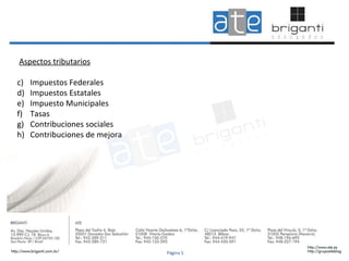 Aspectos tributarios Impuestos Federales Impuestos Estatales Impuesto Municipales Tasas Contribuciones sociales Contribuciones de mejora Página 5 