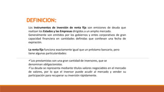 Inversiones en valores de renta fija | PPTX