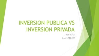 INVERSION PUBLICA VS
INVERSION PRIVADA
JOB REYES
C.I. 24.485.230
 