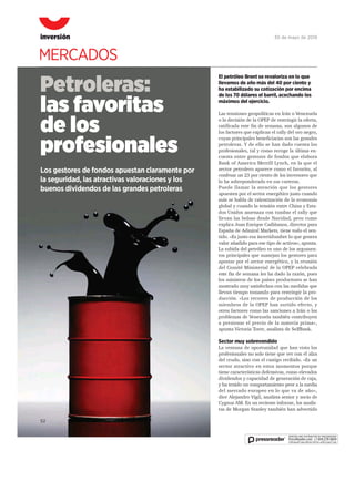 Las petroleras las favoritas de los profesionales