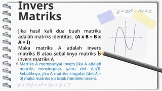 Matriks Invers Identitas INVERS MATRIKS (cara menentukan invers matriks) | PPTX