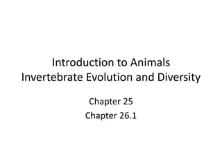 Introduction to Animals
Invertebrate Evolution and Diversity
Chapter 25
Chapter 26.1
 