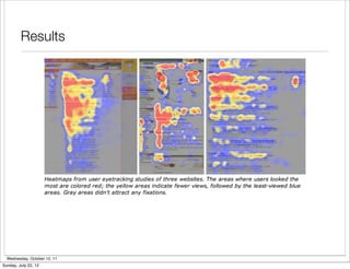 Results




  Wednesday, October 12, 11
Sunday, July 22, 12
 