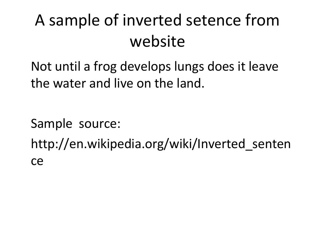 Inverted Sentence Structure Worksheets
