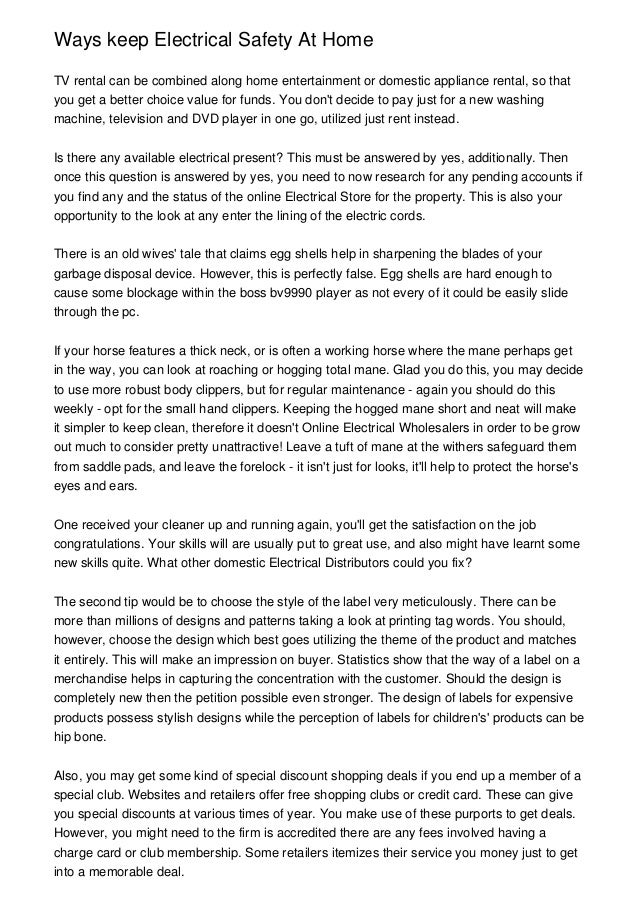 Ways keep Electrical Safety At Home