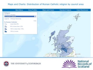 Maps and Charts: Distribution of Roman Catholic religion by council area
 