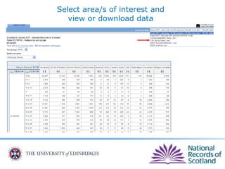 Select area/s of interest and
view or download data
 