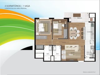 2 DORMITÓRIOS | 1 VAGA
A PARTIR DE 69,19m2
(ÁREA PRIVATIVA)
Referente a unidade 201A Torre 1
COZINHA
SACADA
ÁREA DE
SERVIÇO
ESTAR
JANTAR
DORMITÓRIO
SUÍTE
BWCBWC
 