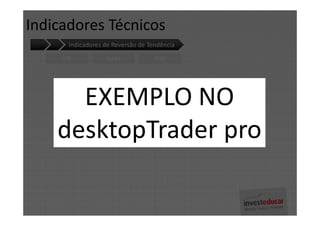 Indicadores Técnicos
       Indicadores de Reversão de Tendência

     IFR           Estoc           ROC




      EXEMPLO NO
    desktopTrader pro
 