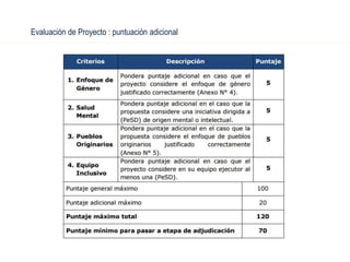 Evaluación de Proyecto : puntuación adicional
 