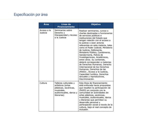 Especificación por área
 