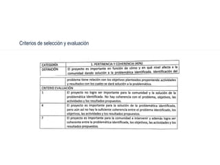 Criterios de selección y evaluación
 