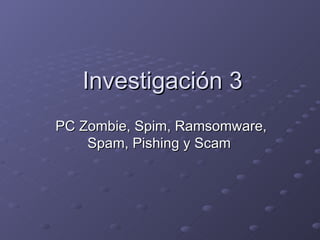 Investigación 3 PC Zombie, Spim, Ramsomware, Spam, Pishing y Scam  