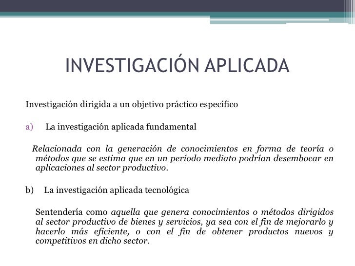Investigación aplicada en organización