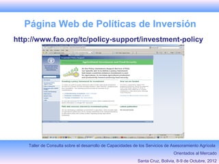 Fondo Fiduciario FAOInvestigación sobre Políticas para Promover Inversiones en Agricultura