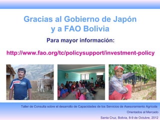 Fondo Fiduciario FAOInvestigación sobre Políticas para Promover Inversiones en Agricultura