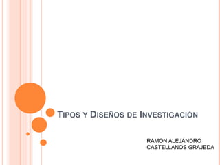 TIPOS Y DISEÑOS DE INVESTIGACIÓN
RAMON ALEJANDRO
CASTELLANOS GRAJEDA
 