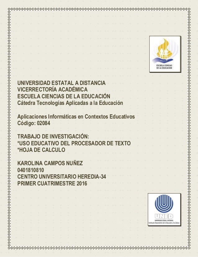 Investigacion Uso Educativo del Procesador de Textos y 