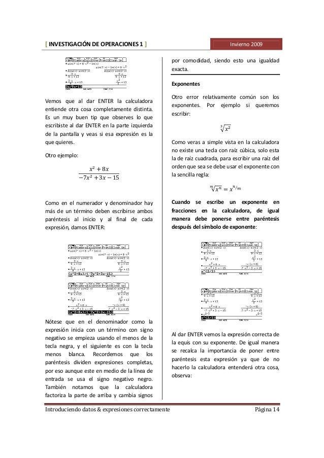 Investigacion de operaciones ti 89 y voyager