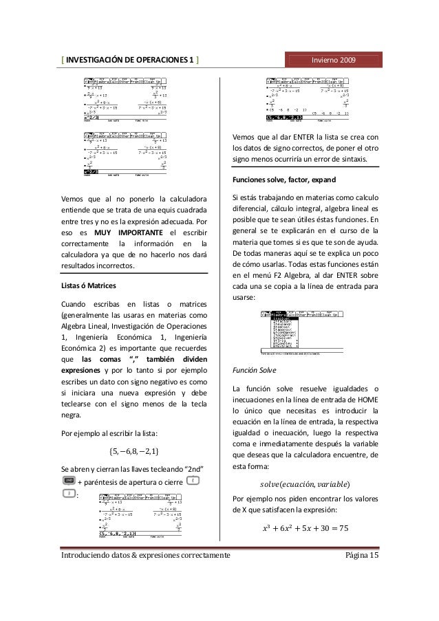 Investigacion de operaciones ti 89 y voyager