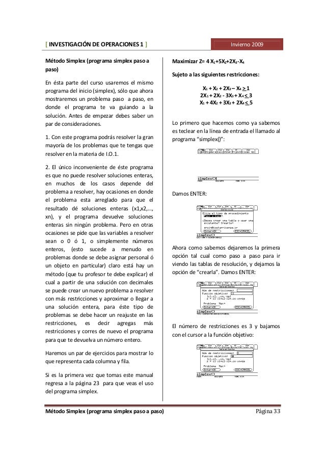 Investigacion de operaciones ti 89 y voyager