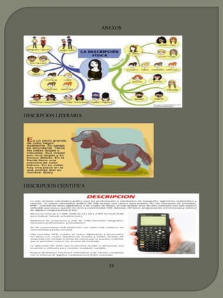 ANEXOS 
DESCRPCION LITERARIA 
DESCRIPCION CIENTIFICA 
18 
 