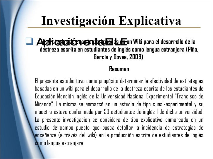 Investigacion explicativa Investigacion explicativa