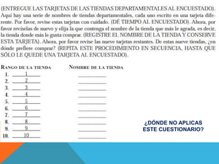¿DÓNDE NO APLICAS
ESTE CUESTIONARIO?
 