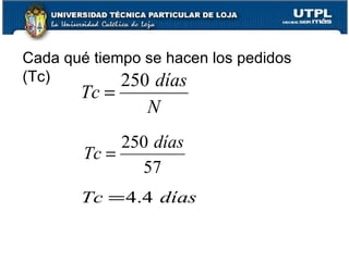 Cada qué tiempo se hacen los pedidos (Tc) 