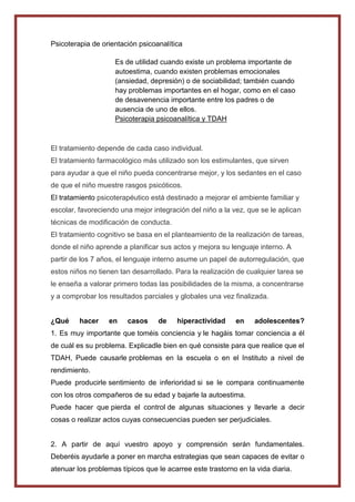 Investigacíon del TDAH