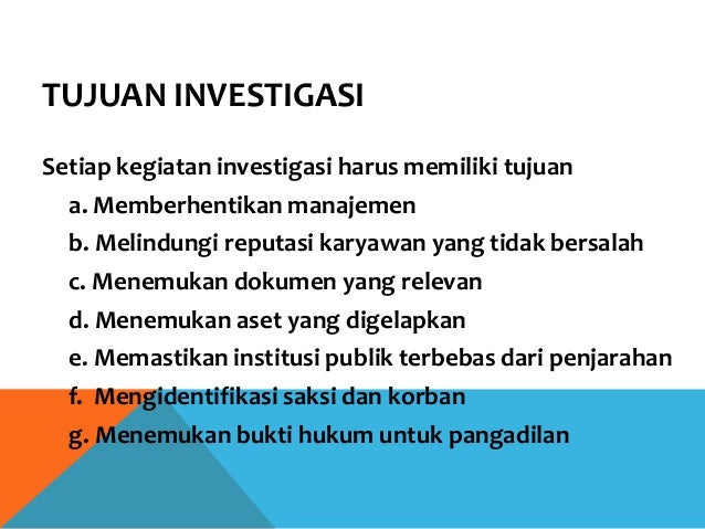 Investigasi tindak pidana korupsi, investigasi pengadaan 