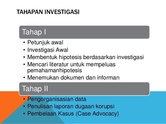 Investigasi tindak pidana korupsi, investigasi pengadaan 