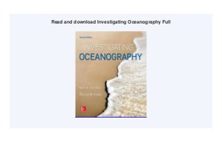 Read and download Investigating Oceanography Full
 