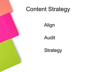 Content Strategy
Align
Audit
Strategy
 