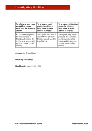 Investigating The Blood Assignment