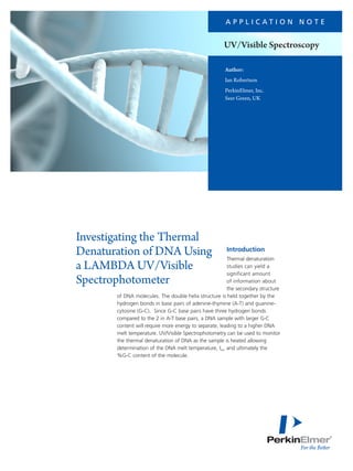 Investigating the Thermal Denaturation of DNA | PDF
