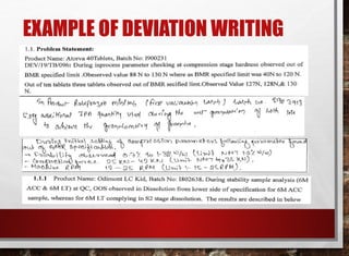 Deviation Writing Principles Photo Examples Comprehensive Guide to Pharmaceutical Investigation and CAPA Processes ...
