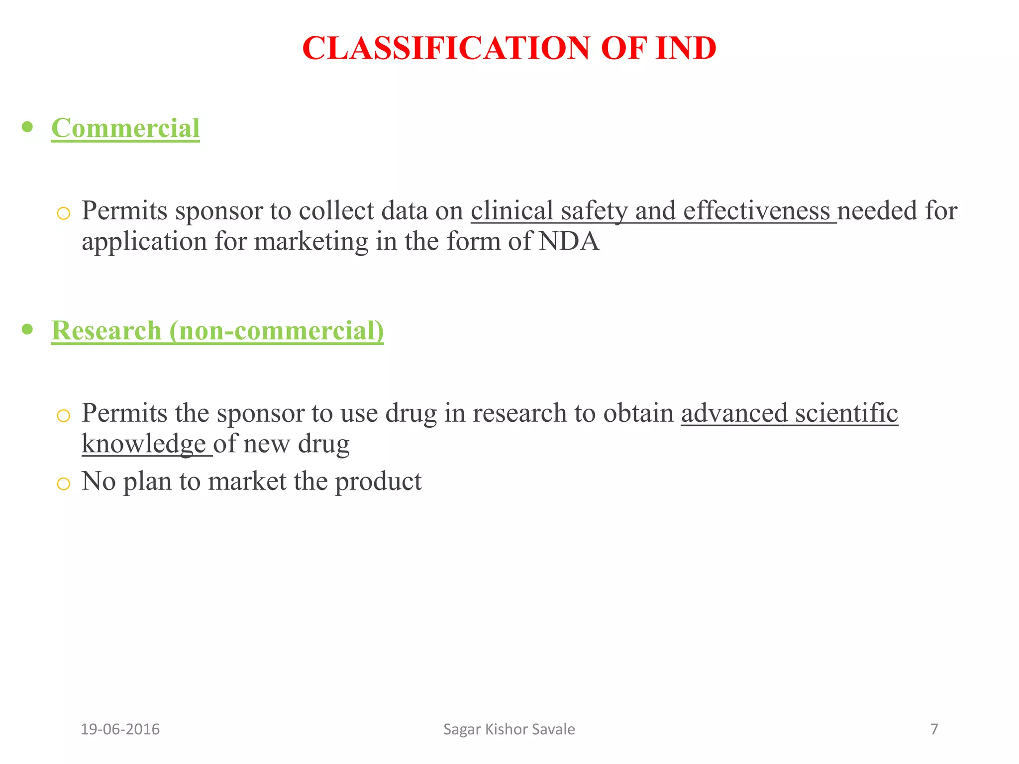 Investigational New drug application [INDA] | PPTX