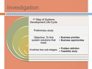 Investigation phase in development of MIS | PPTX