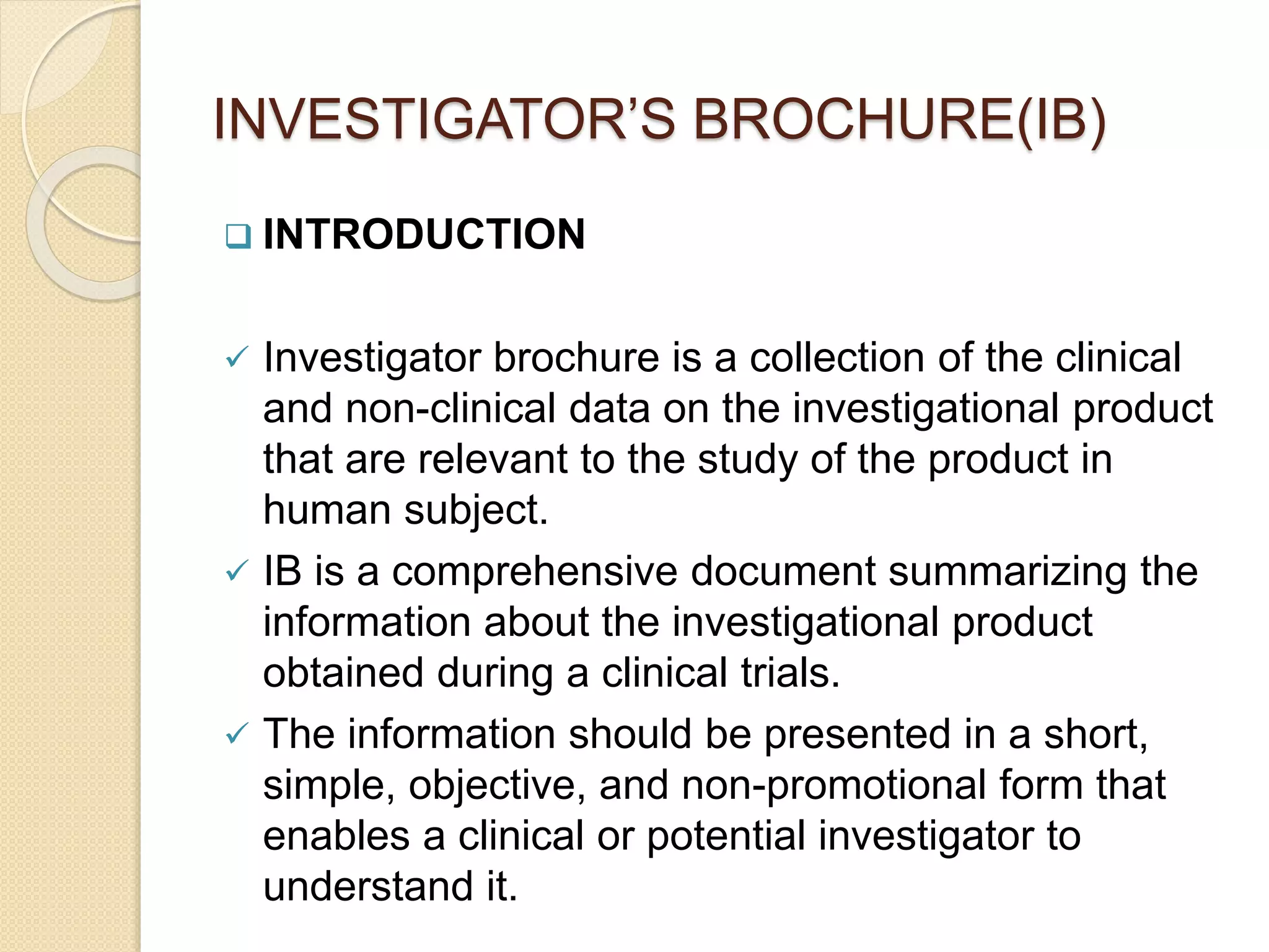 Investigator brochure | PPTX