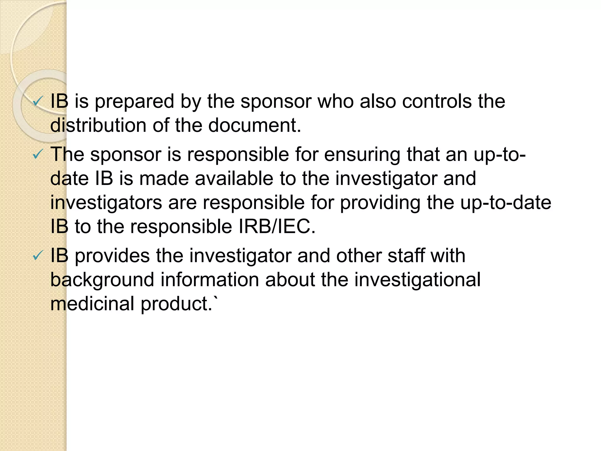 Investigator brochure | PPTX