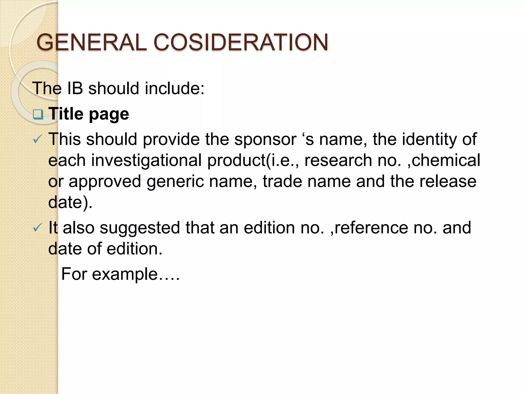 Investigator brochure | PPTX