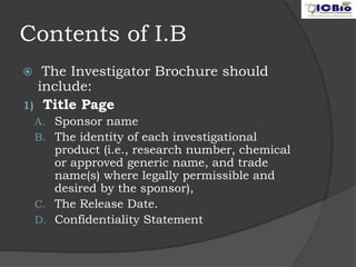 Investigator's brochure | PPTX