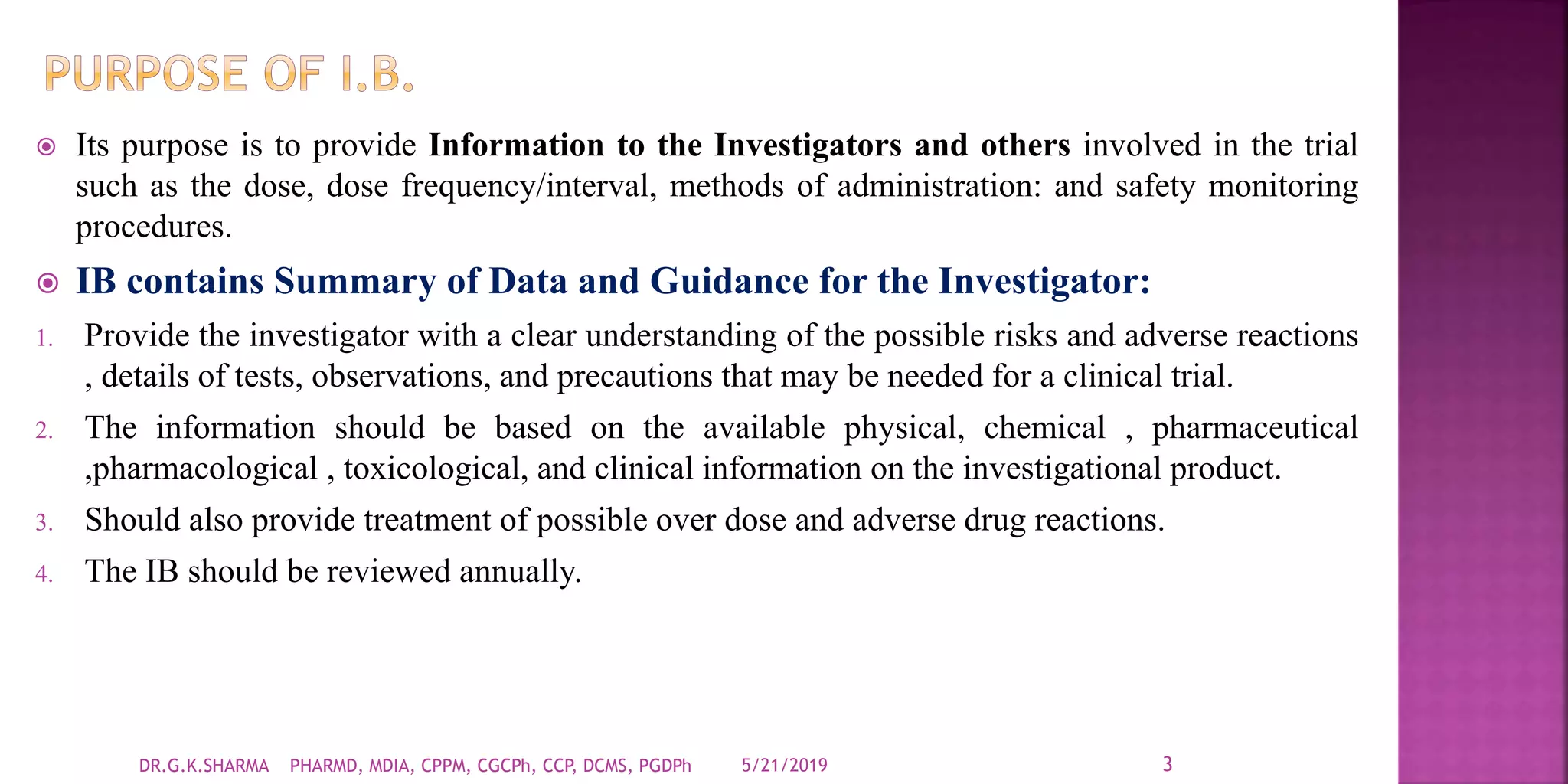 Investigator's brochure | PPTX