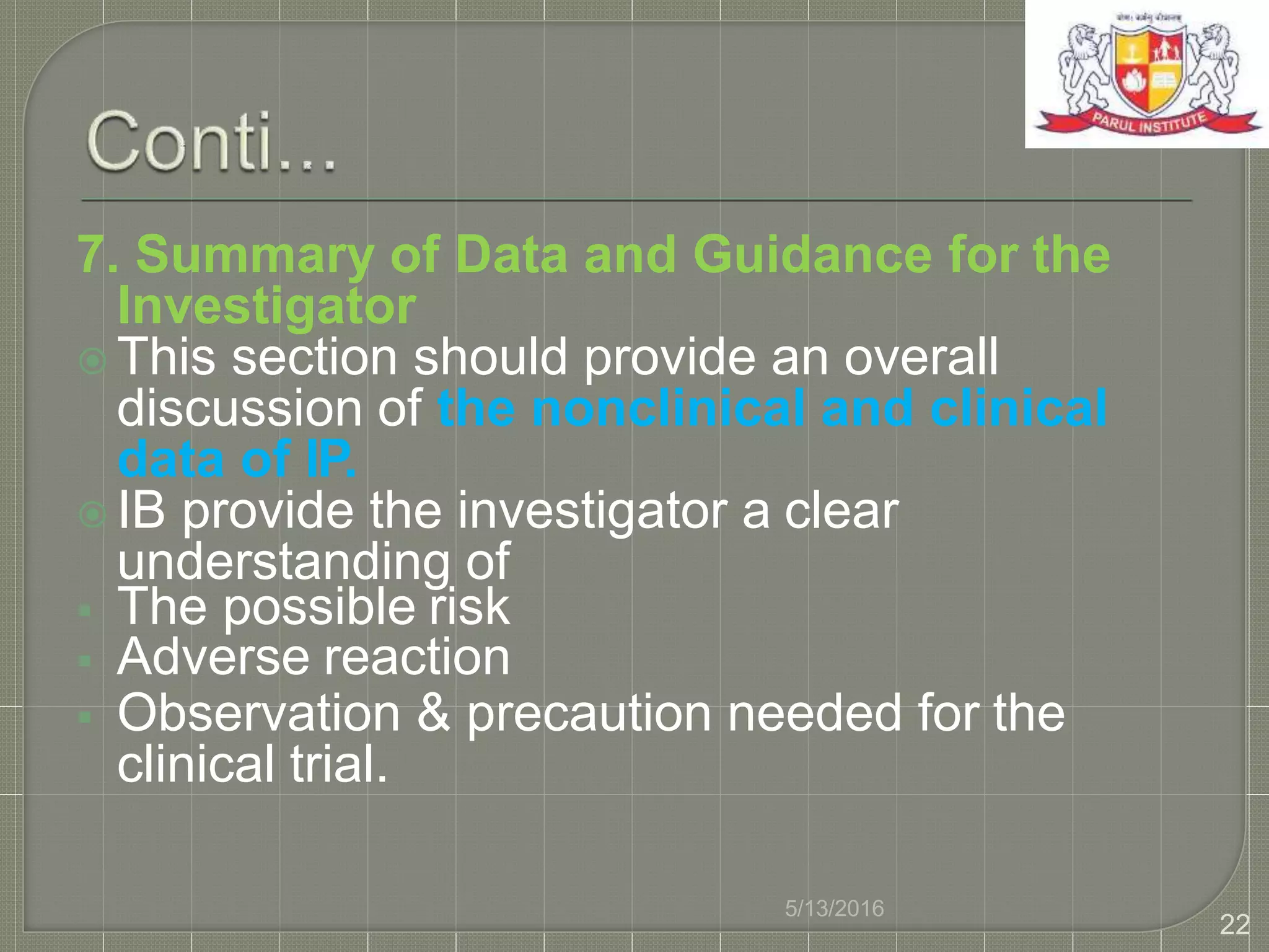 Investigator's brochure | PPTX