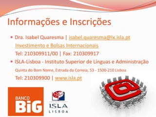 Estratégias de Investimento em BolsaDuração: 12HDocente: Dr João Cotrim